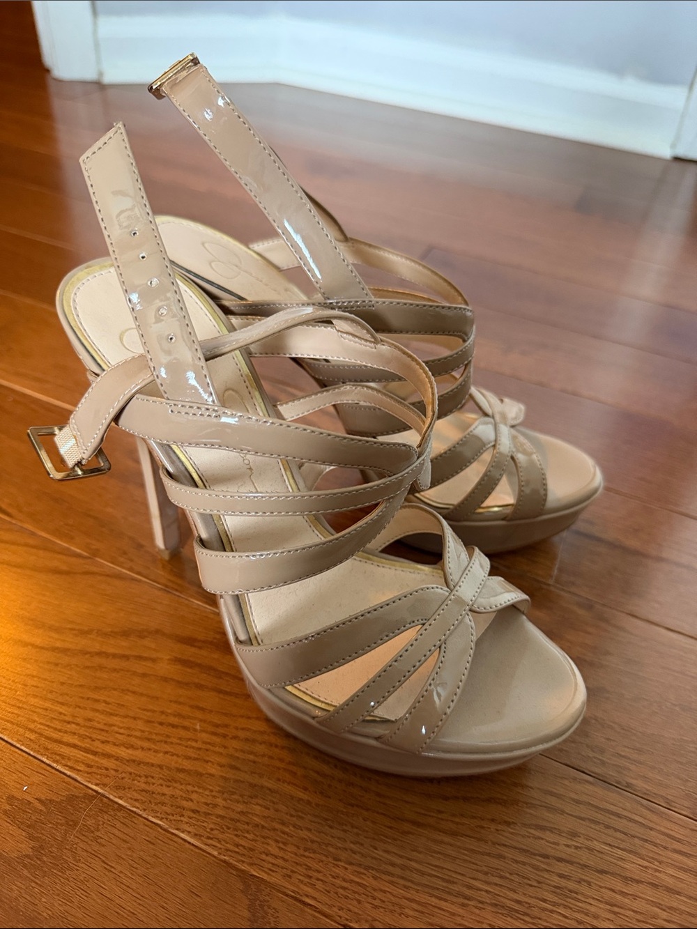 Jessica Simpson Beige Strappy High Heel Sandals - Picture 4 of 5